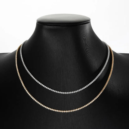 Moissanite Tennis Choker 18K Gold Pleated Necklace