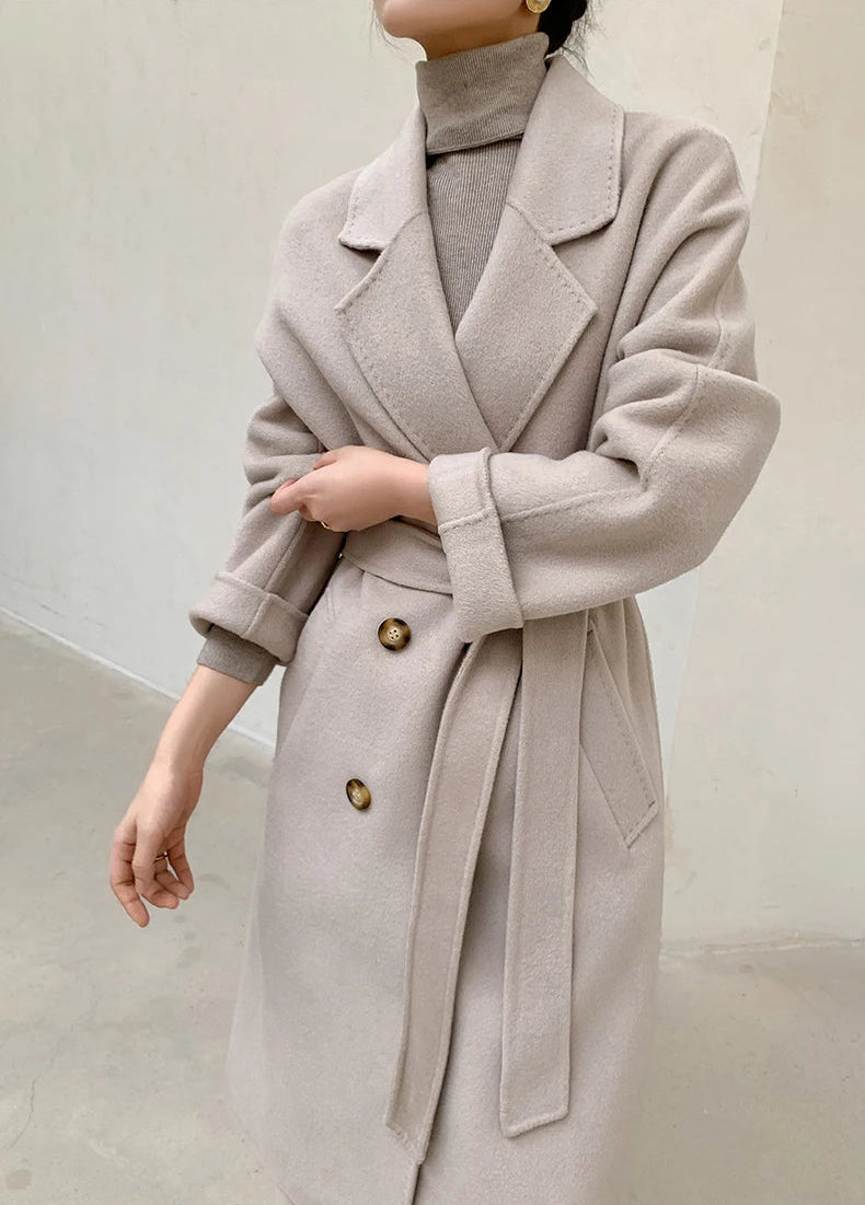 Women’s 100% Cashmere Thick Long Winter Coat
