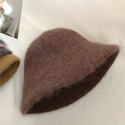 Rabbit Fur Winter Women's Bucket Hat - Gift for Her