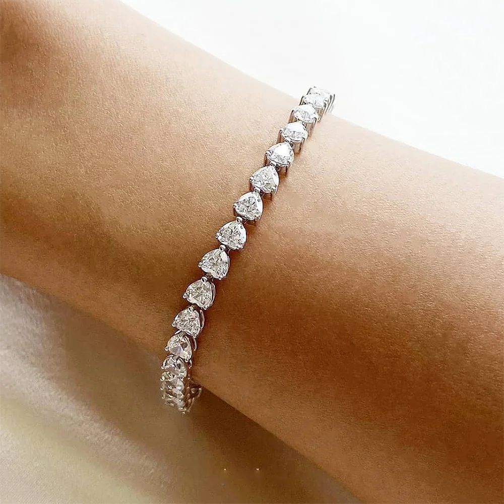 Heart Cut Moissanite Tennis GRA Certified Bracelet - Valentine Gift