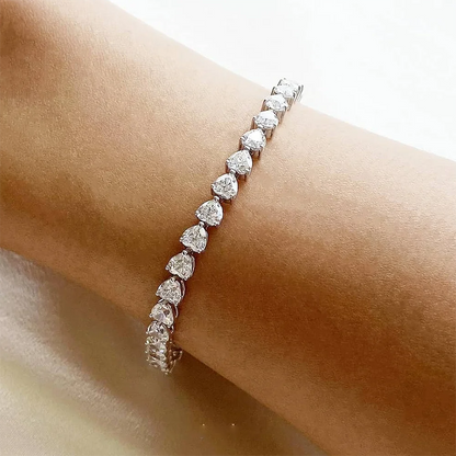 Heart Cut Moissanite Tennis GRA Certified Bracelet - Valentine Gift