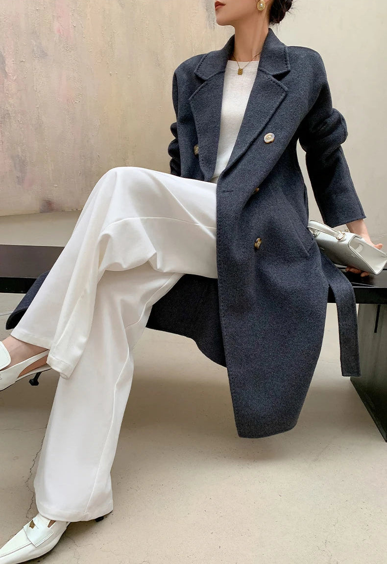 Women’s 100% Cashmere Thick Long Winter Coat