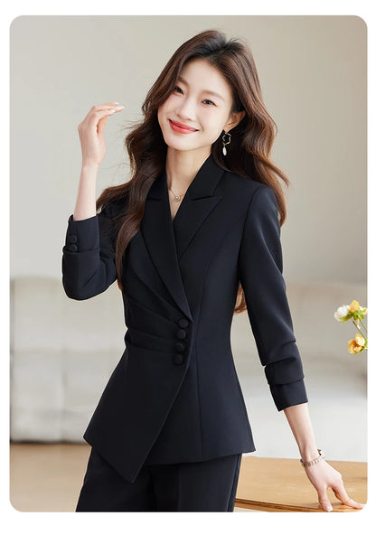 Women’s Slim Fit Pantsuit – Single Breasted Blazer & Ankle-Length Trousers