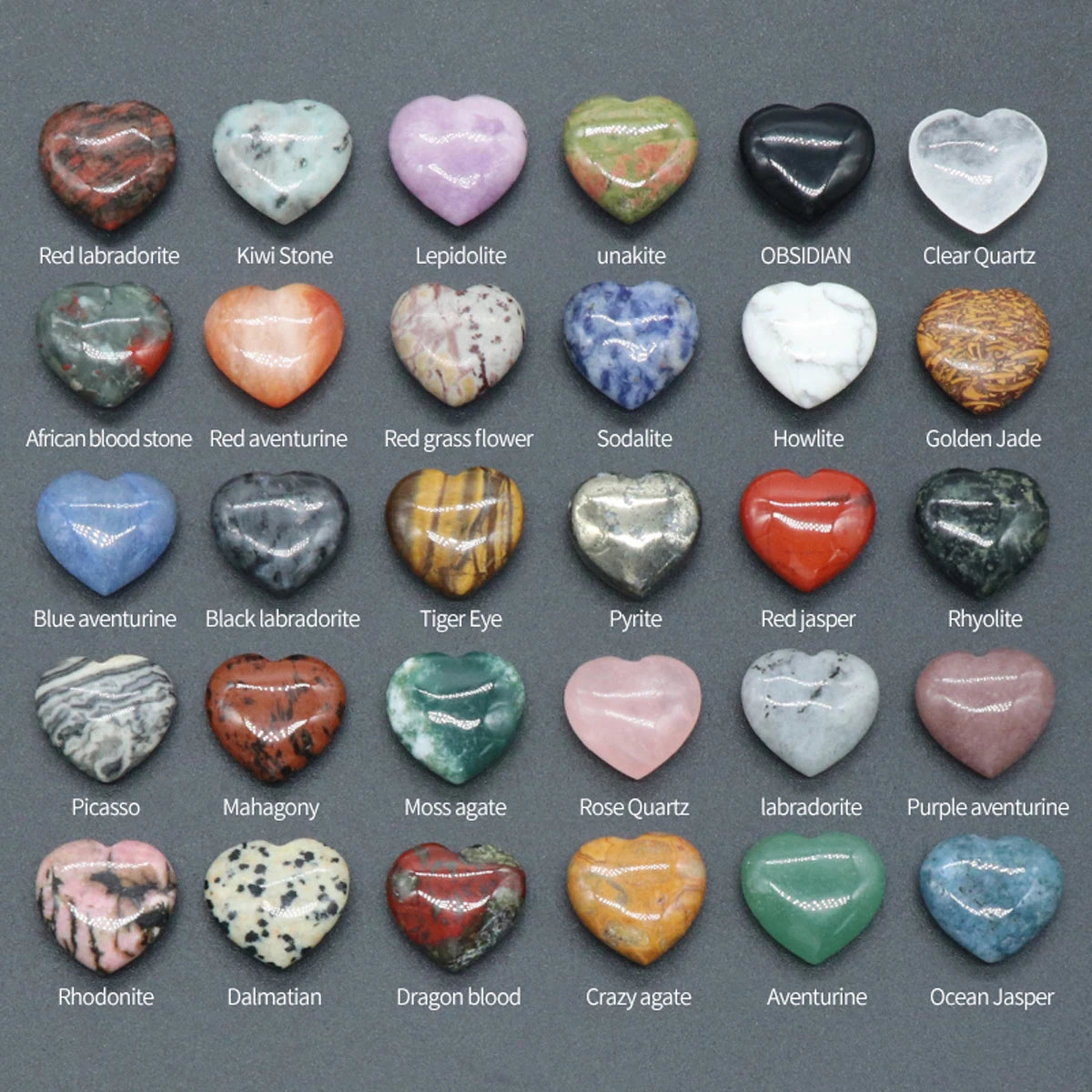 5Pcs/ Lot Heart Shape Natural Stones