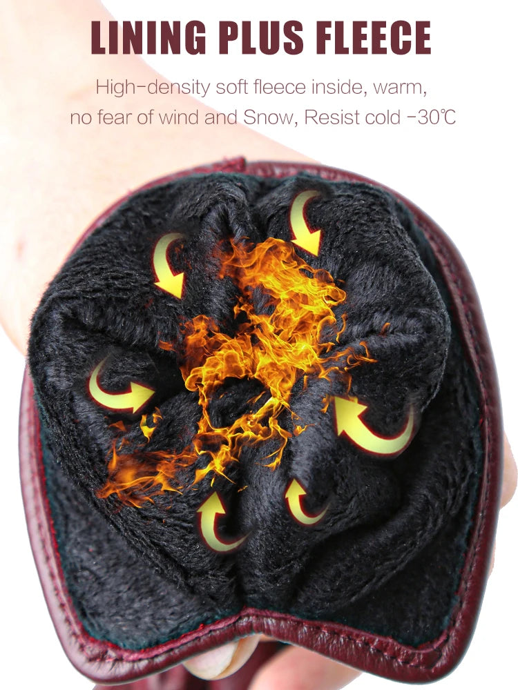 Women's Genuine Leather Touchscreen Lined Gloves