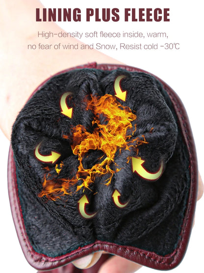 Women's Genuine Leather Touchscreen Lined Gloves