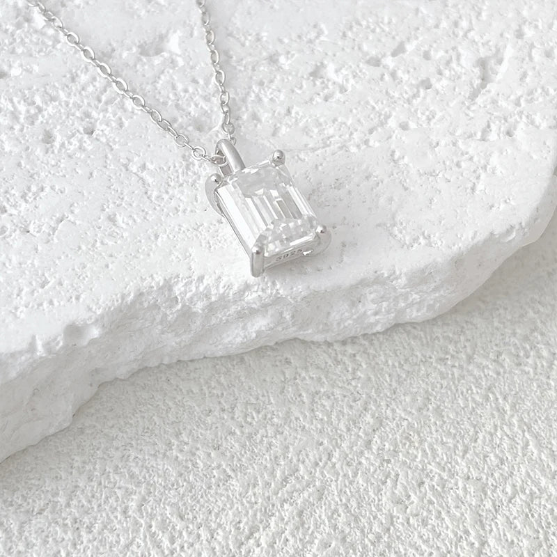 Emerald Cut Moissanite 18K Gold Plated Necklace - Christmas Gift