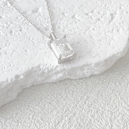 Emerald Cut Moissanite 18K Gold Plated Necklace - Christmas Gift