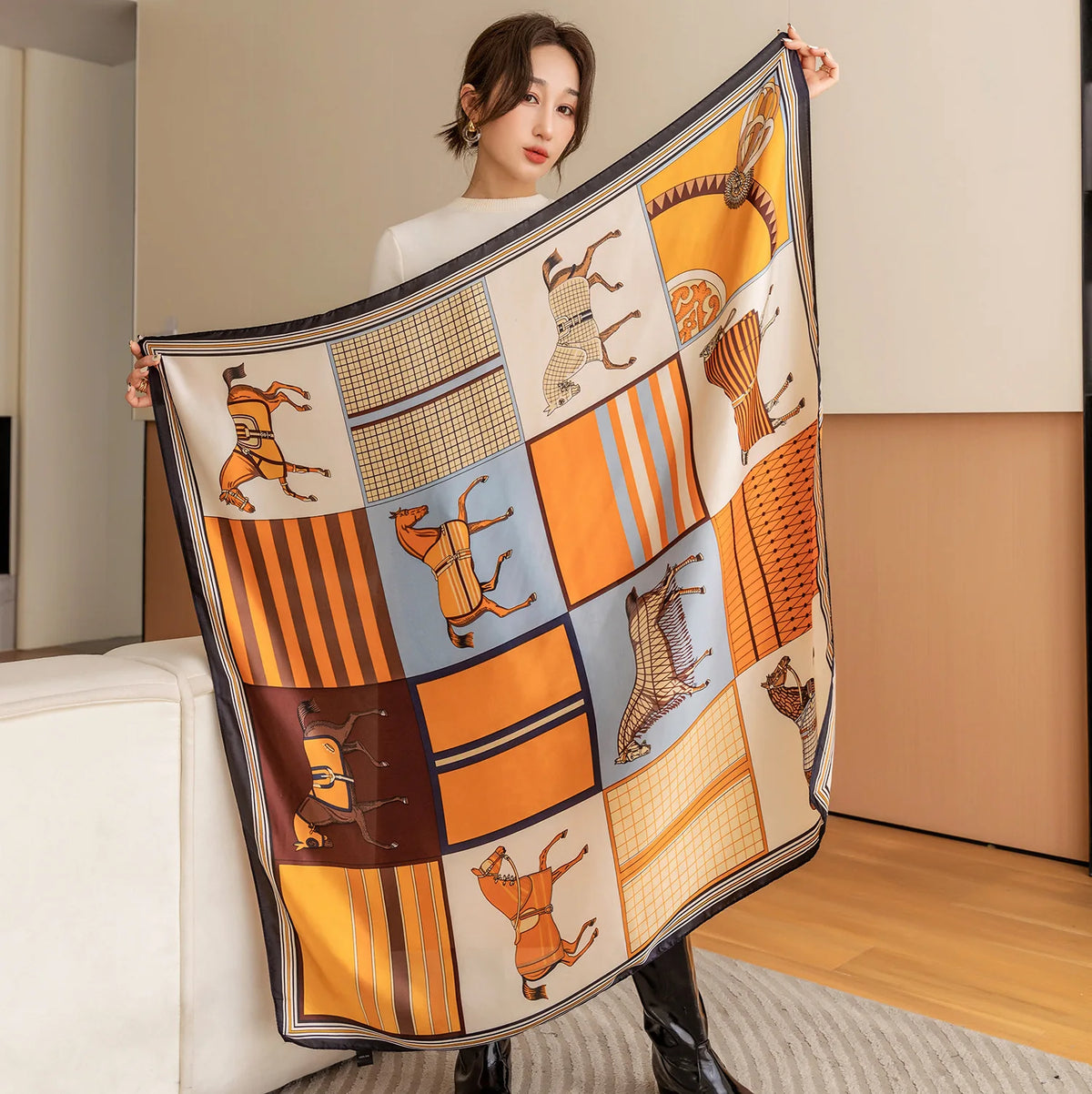 Silk Feel 110*110 CM Luxury Design Scarf