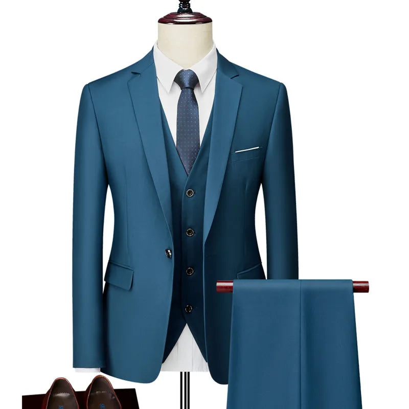 3 Pcs Formal Blazer, Vest and, Trousers Suit