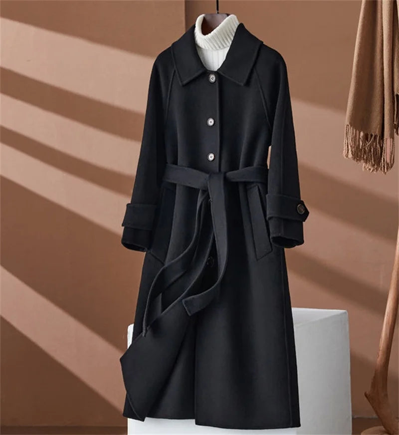 Women's 100% Wool Long Overcoat