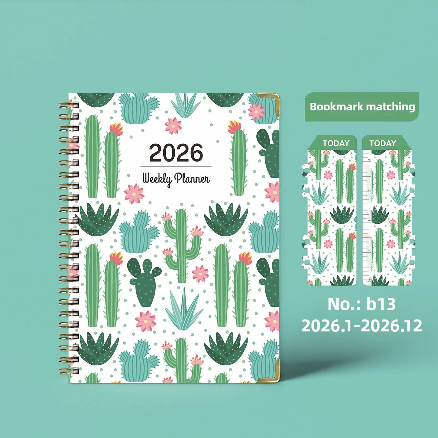 Flowers Design 2026 Weekly / Monthly Planner - A5 Agenda with Matching Bookmark