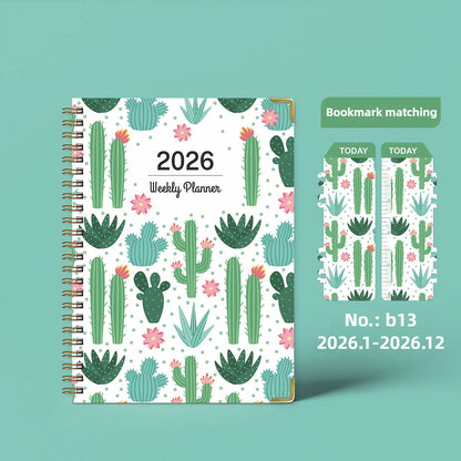 Flowers Design 2026 Weekly / Monthly Planner - A5 Agenda with Matching Bookmark