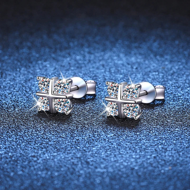 Square Shape Moissanite Stud Earrings