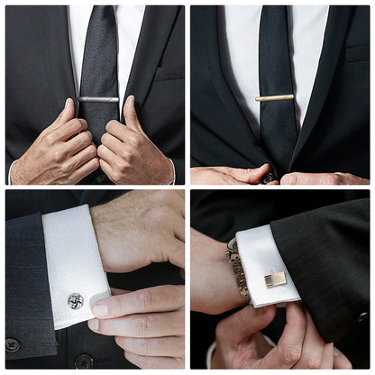 4 Sets of Tie Clips & Cufflinks With Box