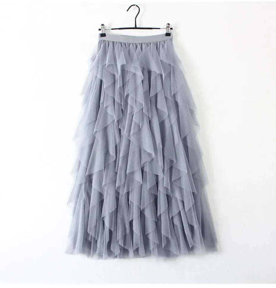 Tulle Mesh Long Maxi Layered Skirt