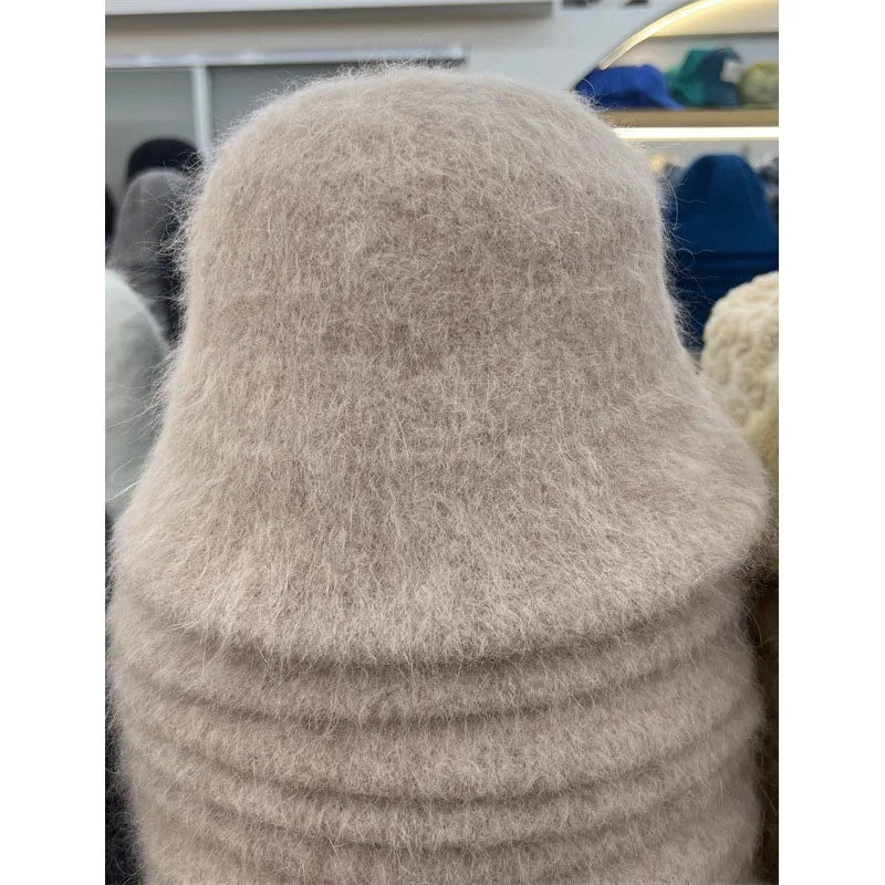 Rabbit Fur Winter Women's Bucket Hat - Gift for Her