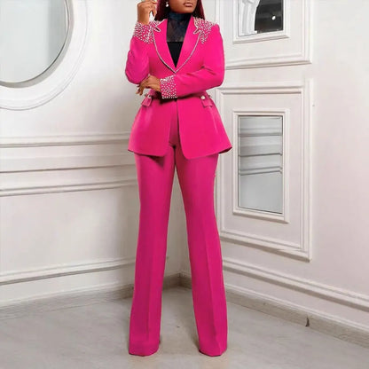 Women’s Pearl-Embellished Single-Button Suit