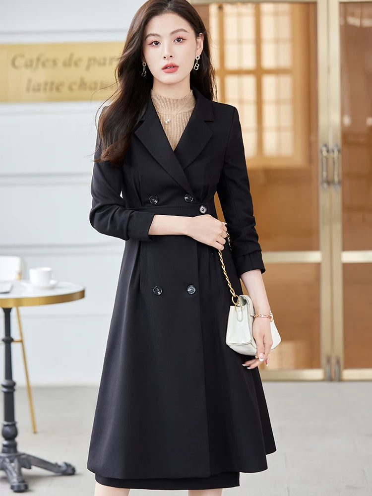 Women's Long Blazer and Pencil Skirt Formal Suit