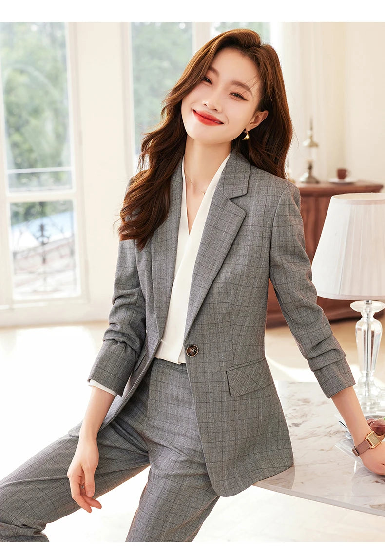 Single Button Formal Plaid Suit
