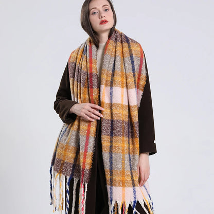 Plaid Cashmere 240*55 CM Long Thick Scarf