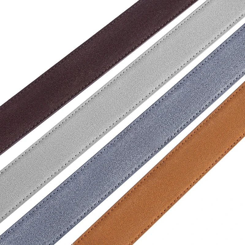 100% Suede Leather Belt for Women & Men with Gold Buckle