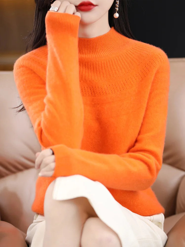 100% Merino Wool High Neckline Sweater