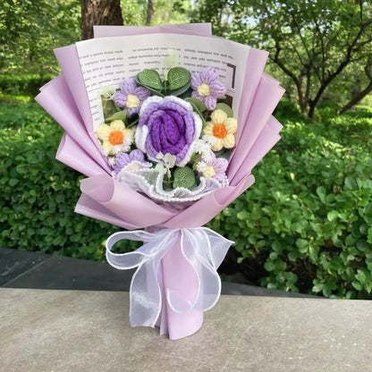 Handmade Crochet Knitted Flowers Bouquet - Valentine's Day Gift For Her