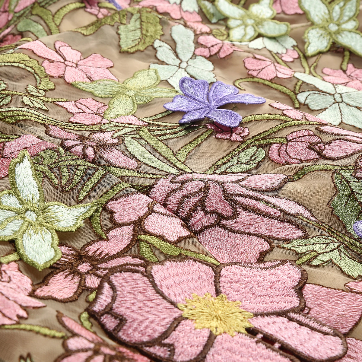 Floral Embroidery Halter Neckline Mini Dress