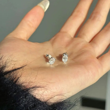 Oval Cut Moissanite Stud Earrings - Christmas Gift For Her