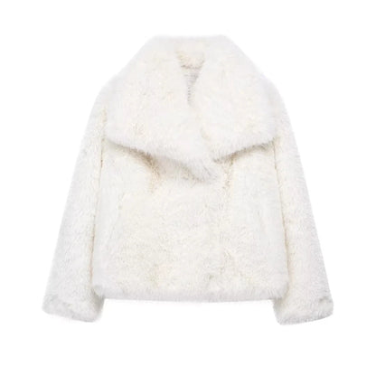 Women's Loose Fur Coat - Medium Length Oversize Fur Coat