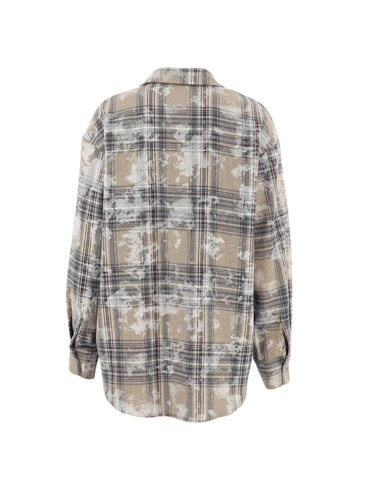 Oversize Plaid Long Sleeve Shirt