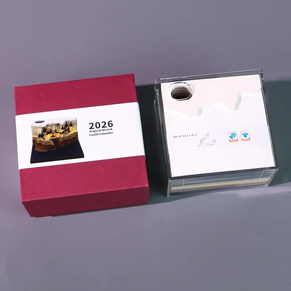 2026 Weekly Magical Wizard 3D Calendar With Lights & Acrylic Box - Christmas Gift