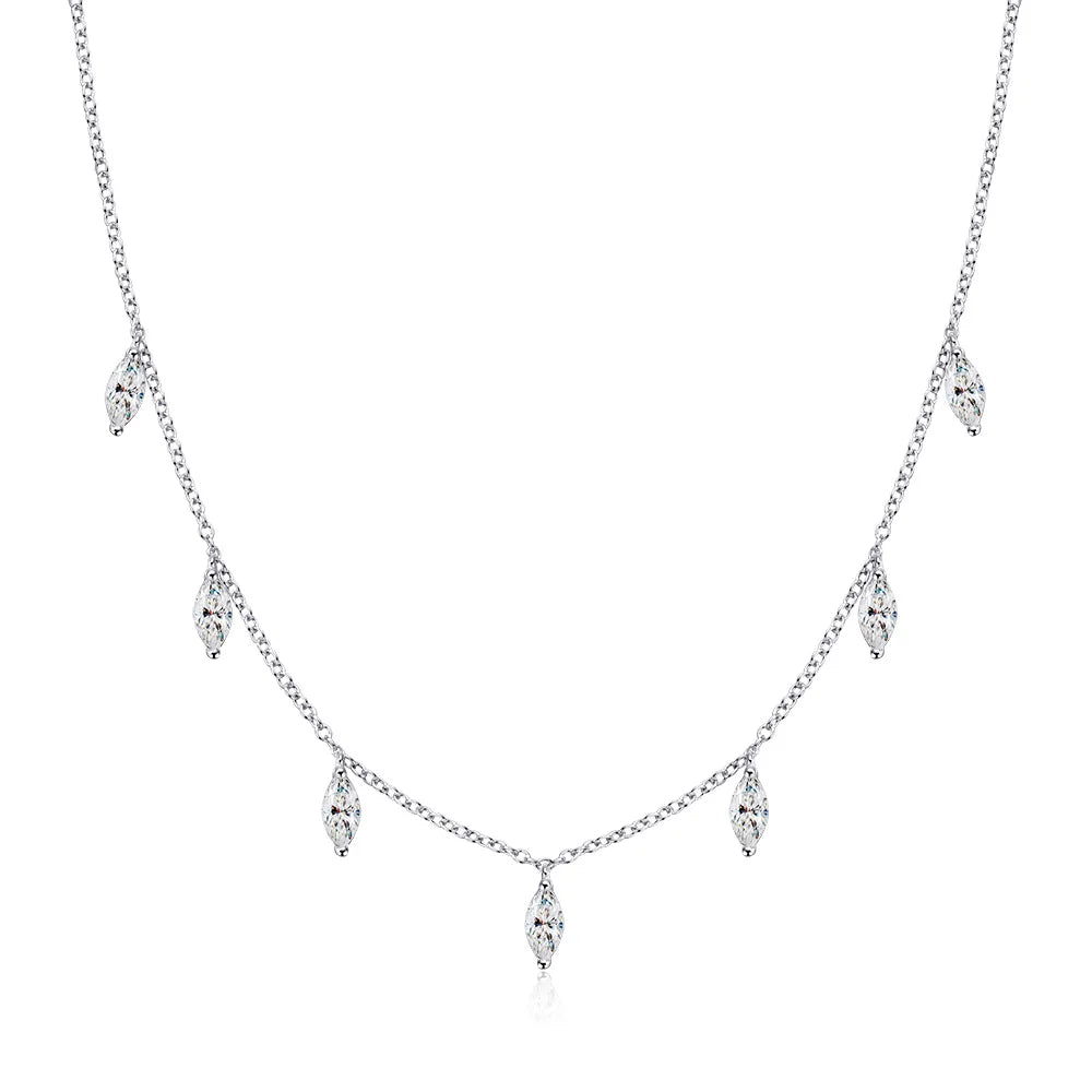 Marquise Cut Moissanite Stacking Necklace -  Gift for Women