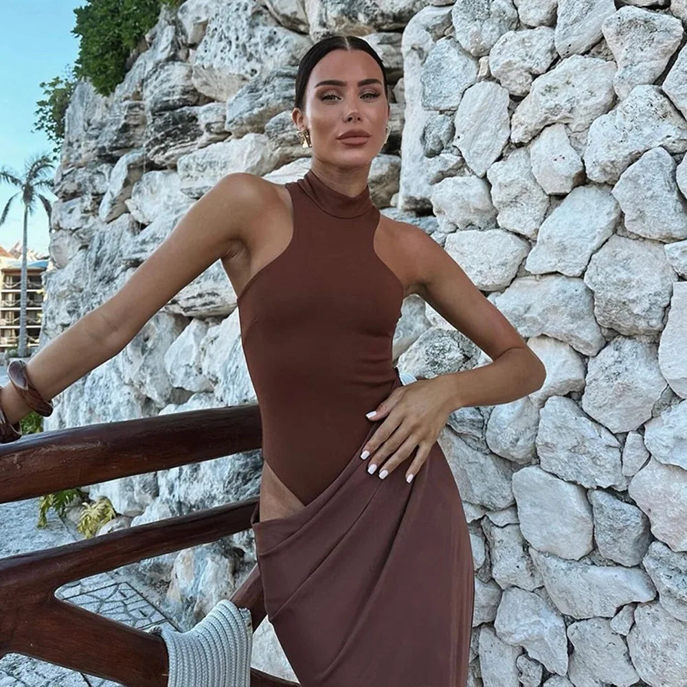Sleeveless Cut-Out Floor-Length Dress