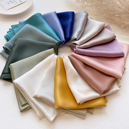 100% Mulberry Silk Bandana Scarf - Square Solid Color Kerchief (53x53 CM)