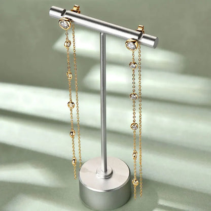 2 Carat Long Tassel Chain Moissanite Earrings