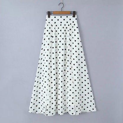 Polka Dots Cropped Top and Side Slits High Waist Skirt Set