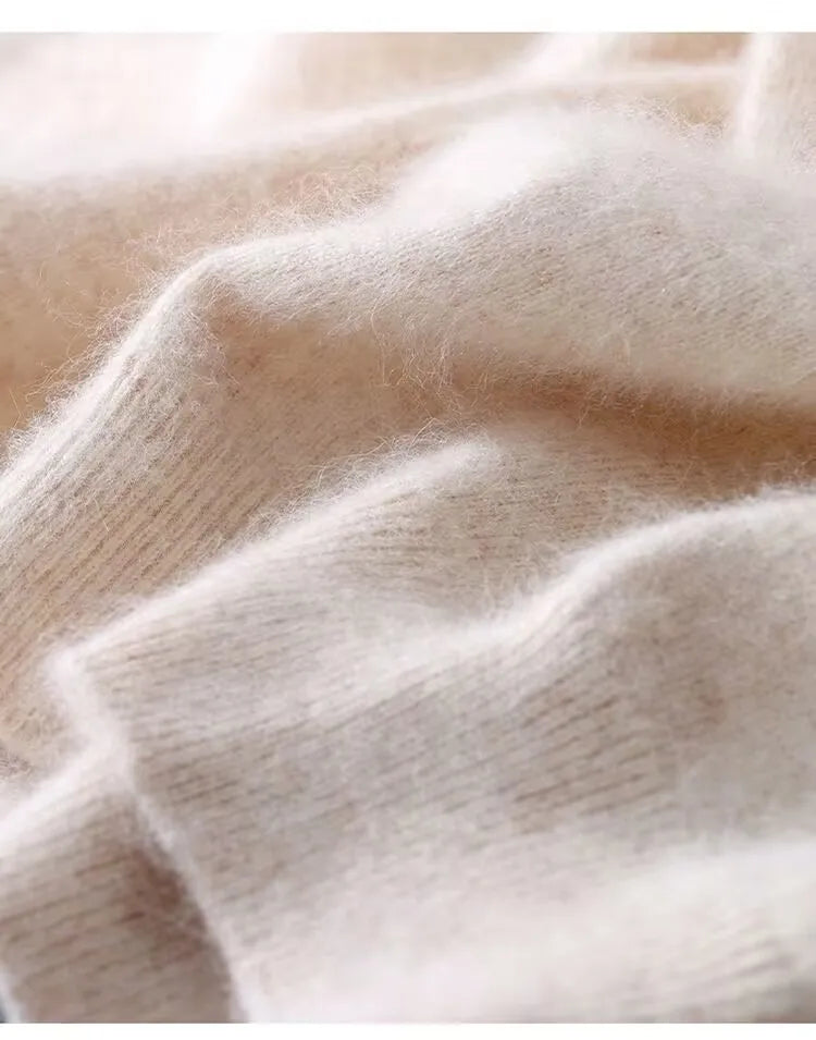100% Mink Cashmere Round Neck Knitted T-Shirt Sweater