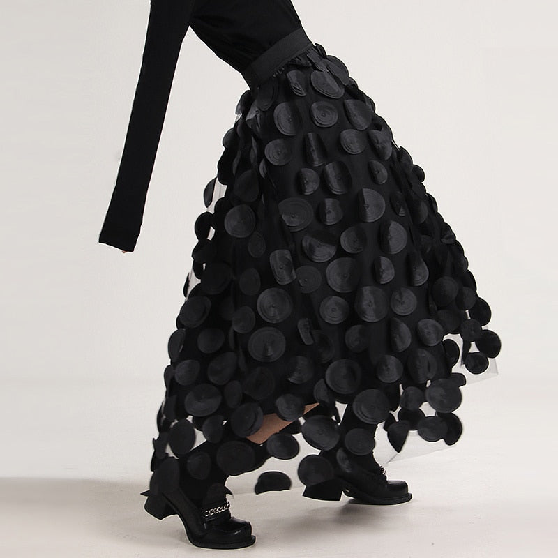 3D Circle Details Loose Cut A-line Skirt