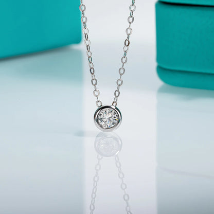 18K Gold Plated 0.3ct Moissanite Round Brilliant Cut Necklace