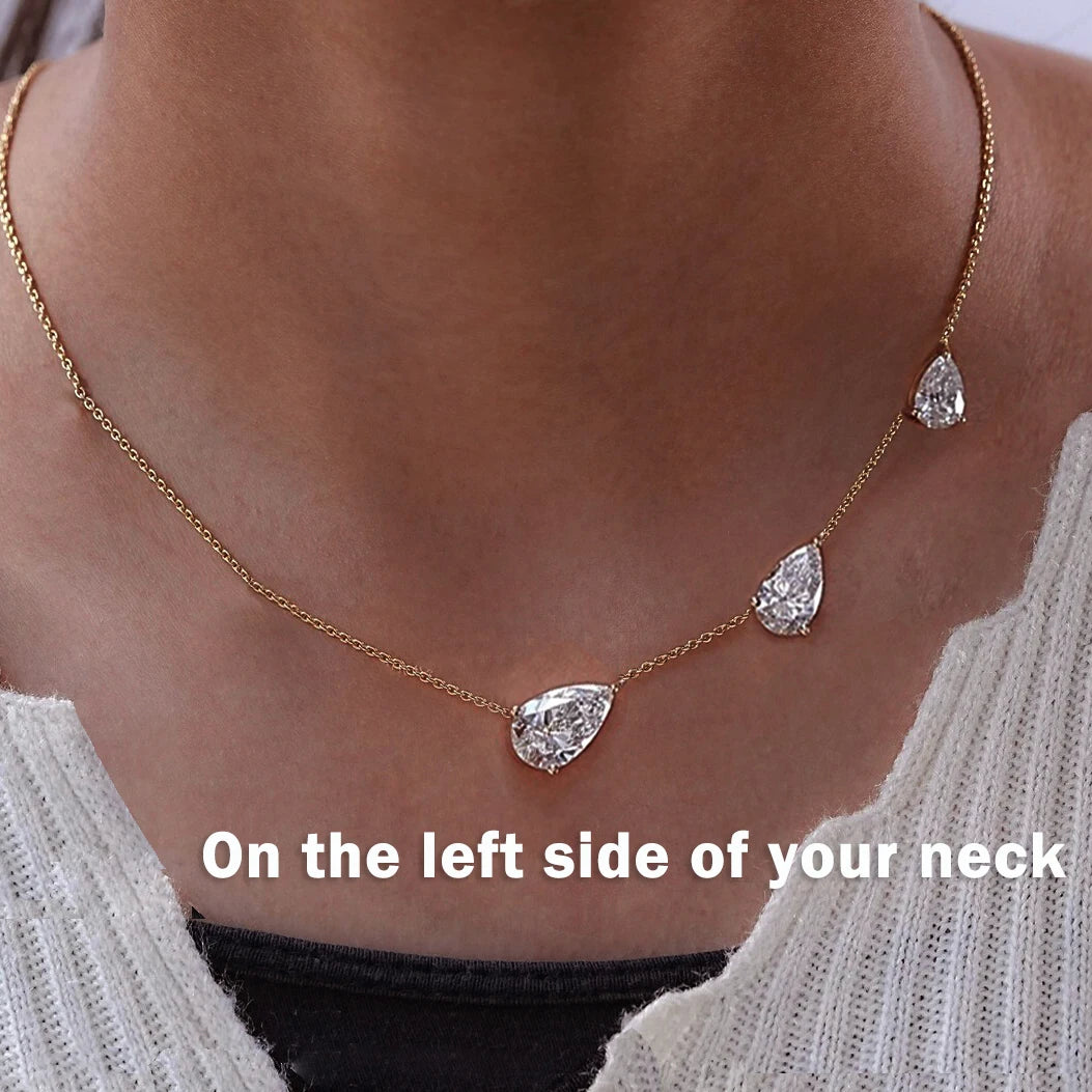 9 Carat East West Pear Cut Moissanite Necklace – Women’s Gift