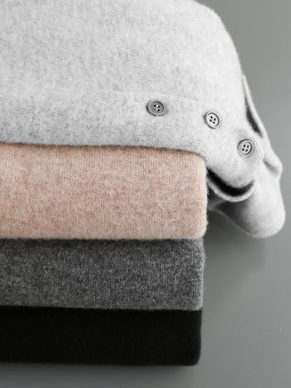 Men's Luxury 100% Merino Wool Buttoned Polo Pullover