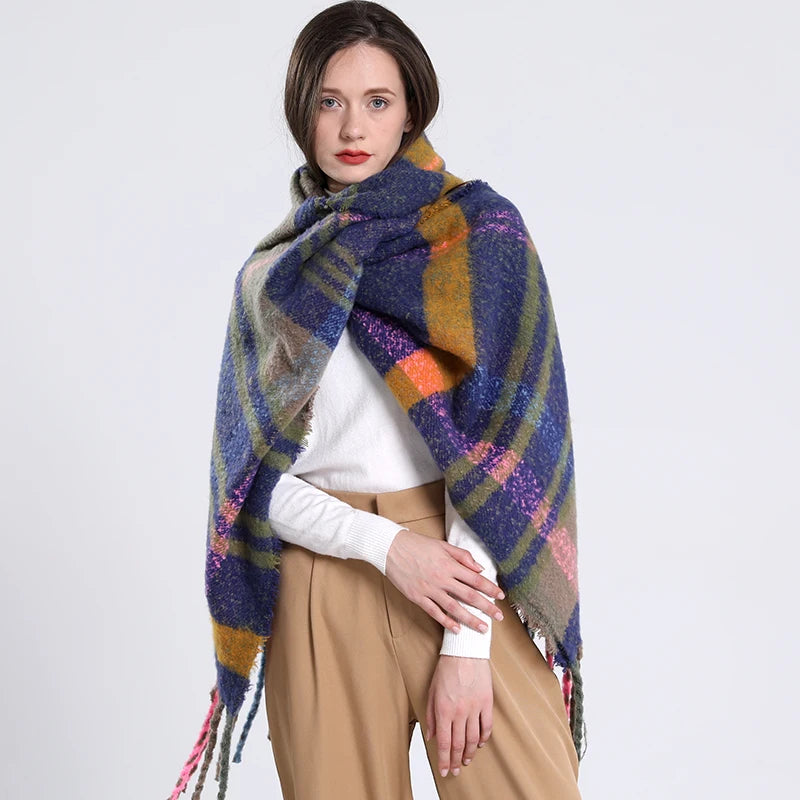 Plaid Cashmere 240*55 CM Long Thick Scarf