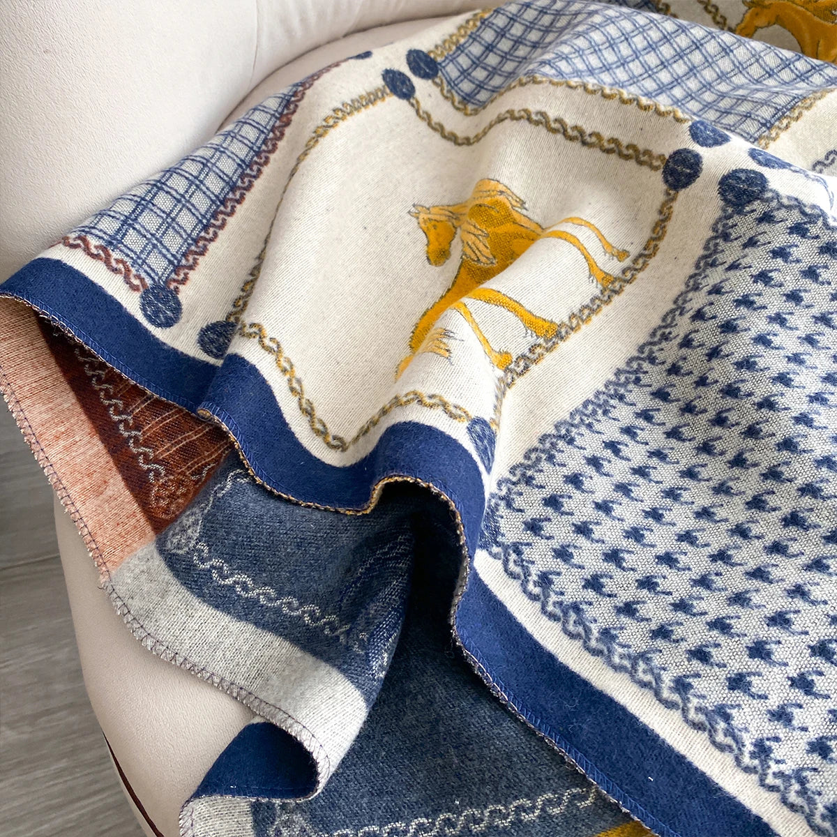 Double-Sided Horses Print Scarf