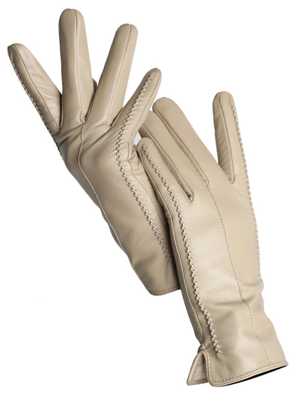 Women's Genuine Leather Touchscreen Lined Gloves