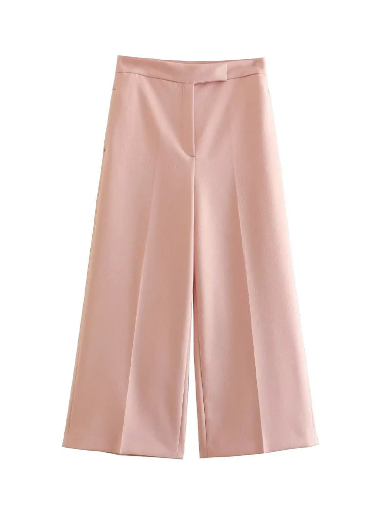 Light Pink Vest and Wide Leg Trousers Suit