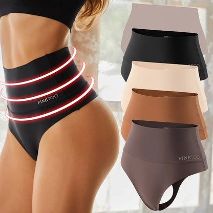 3PCS/Set Seamless High Waist Breathable G-String Belly Control Panties