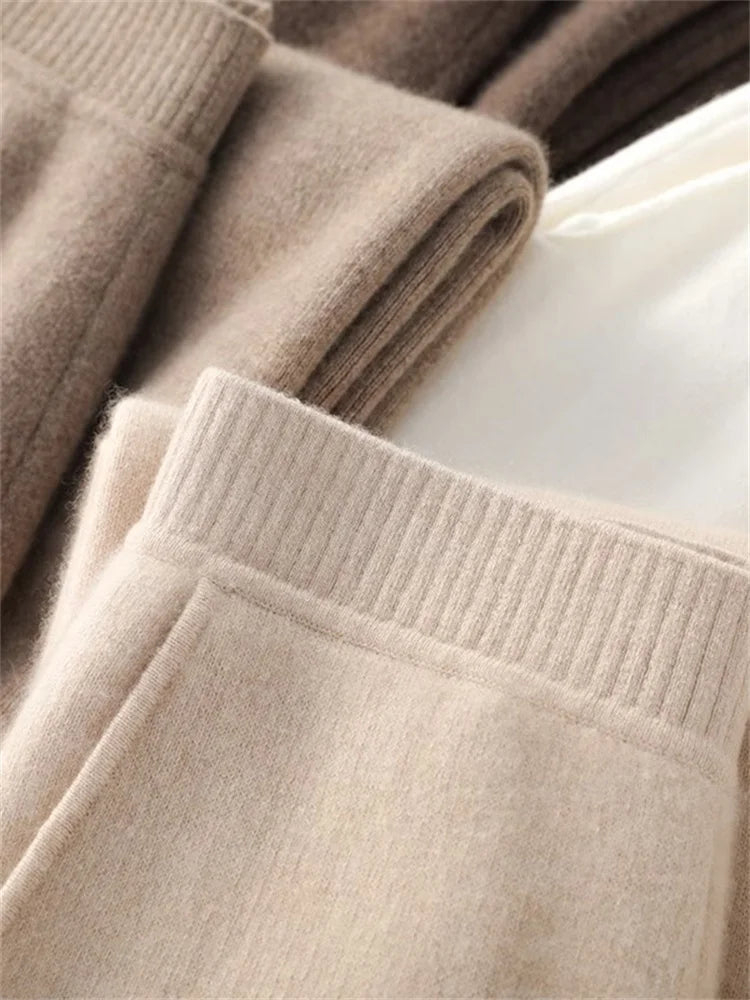 High Waist Wide Leg Cashmere Sweatpants