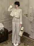 Women’s Cropped Jacket & Wide Leg Trousers Suit
